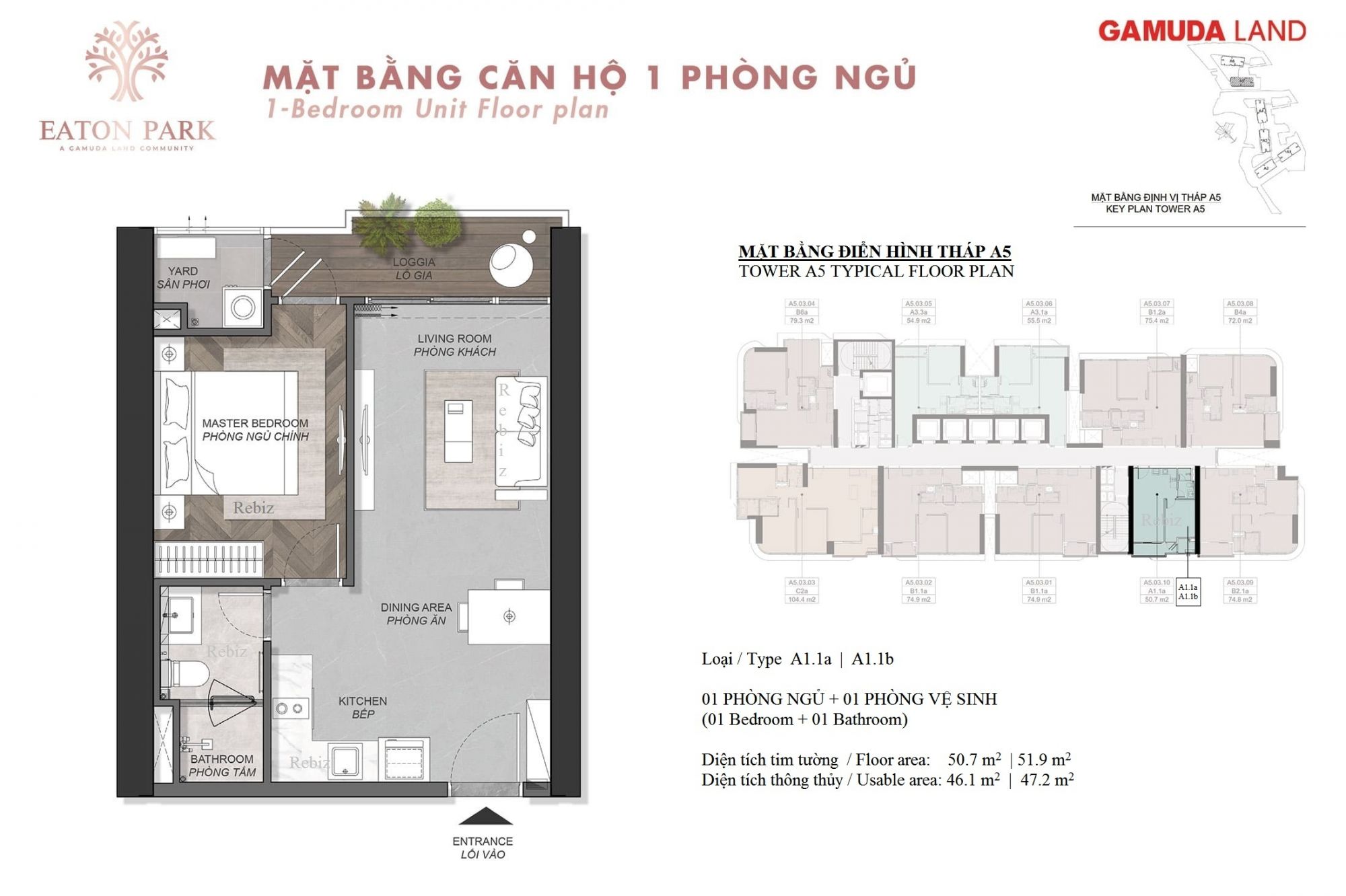 Layout-can-ho-1-Phong-ngu-Loai-A1.1a-A1.1b-toa-thap-A5-du-an-Eaton-Park-mai-chi-tho-gamuda