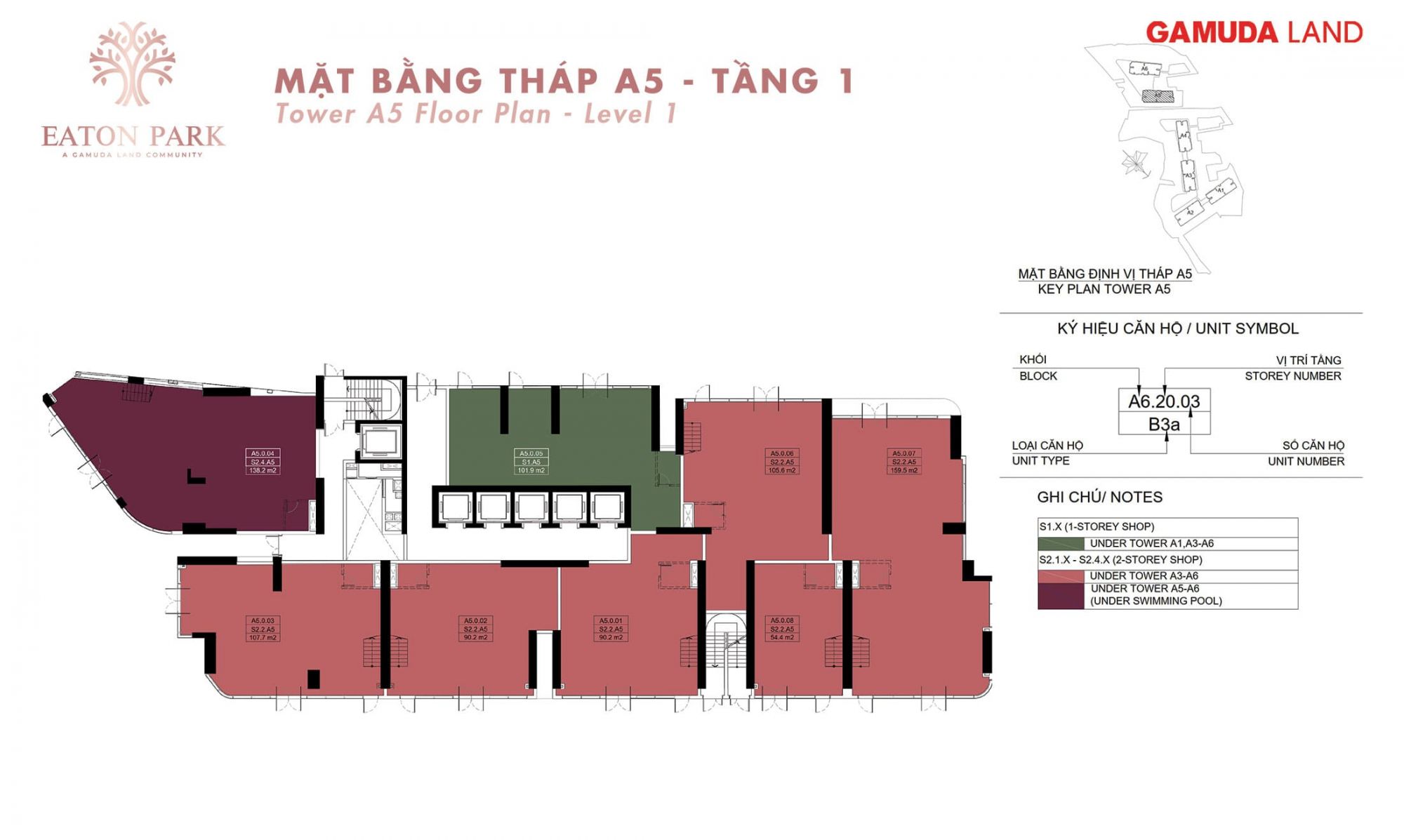 Mat-bang-dien-hinh-Tang-1-Toa-Thap-A5-Eaton-Park-63-Mai-Chi-Tho-phuong-binh-trung-quan-2-thu-duc-gamuda-land