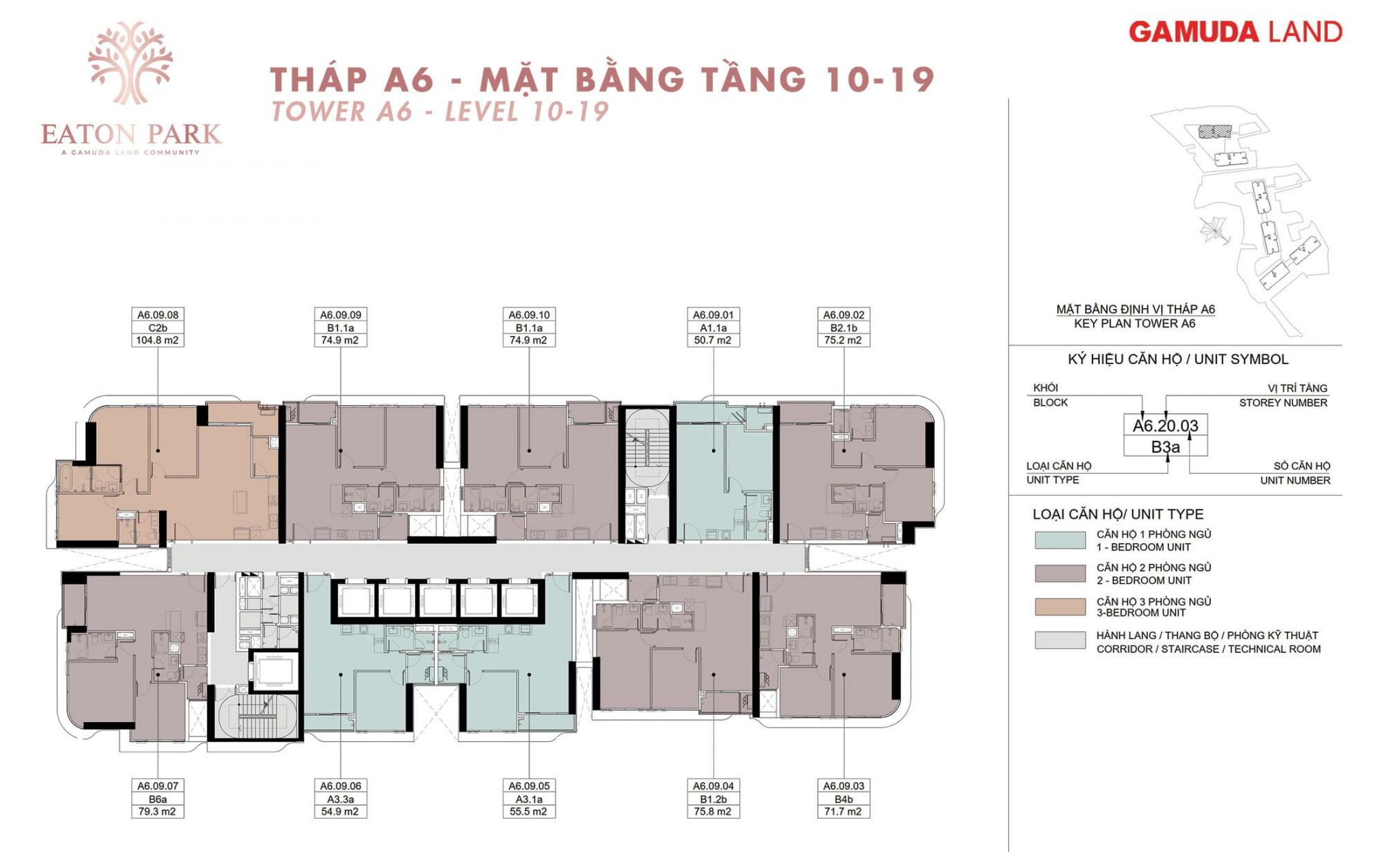 Mat-bang-dien-hinh-Tang-10-11-12-13-14-15-16-17-18-19-Toa-Thap-A6-Eaton-Park-63-Mai-Chi-Tho-phuong-binh-trung-quan-2-thu-duc-gamuda-land