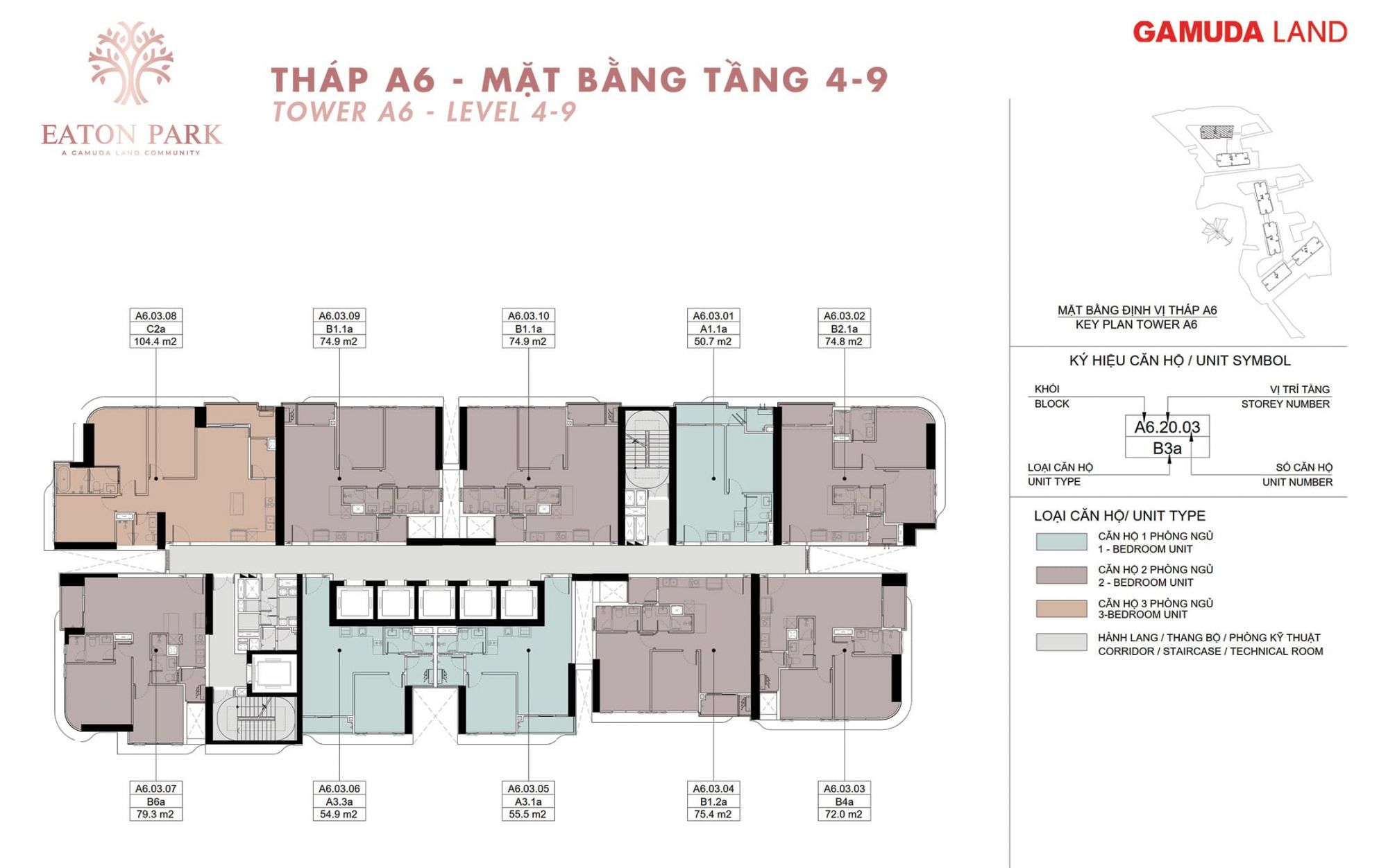 Mat-bang-dien-hinh-Tang-4-5-6-7-8-9-Toa-Thap-A6-Eaton-Park-63-Mai-Chi-Tho-phuong-binh-trung-quan-2-thu-duc-gamuda-land