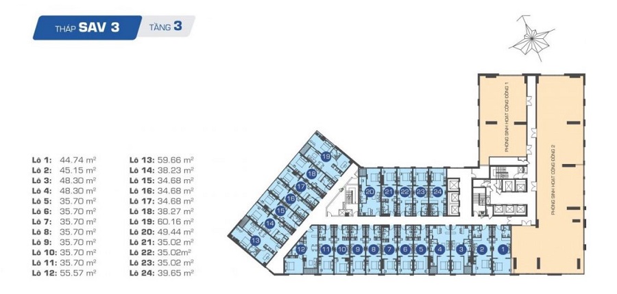 mat-bang-officetel-the-sun-avenue-thap-3-tang-3